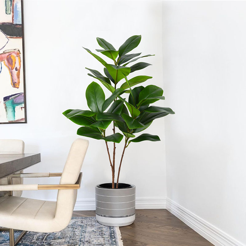 Rubber Plant Ficus - 51in Tropical Large Fake Banyan Plants